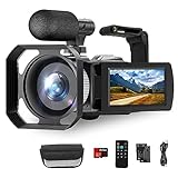 4K Videokamera Camcorder UHD 48MP Vlogging Kamera für YouTube 3.0 Zoll IPS Bildschirm 18X Digital Zoom Kamera Recorder mit Mikrofon, Handheld Stabilisator, Gegenlichtblende, Fernbedienung, 2