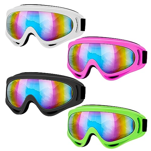 FRIUSATE Skibrille, 4 Stück, Snowboardbrillen für Männer, Frauen, Kinder, Skifahren, Snowboardbrillen, Motorradbrillen für Männer, Frauen, Erwachsene, Jugendliche