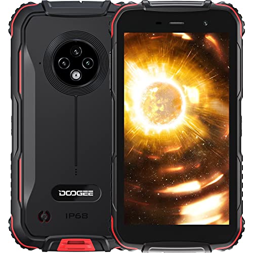 DOOGEE S35[2022] Outdoor Handy ohne Vertrag Android 11 Outdoor Smartphone Günstig 4G Dual SIM, 3GB + 16GB 512GB erweiterbar, 13MP Triple Kamera 4350mAh Akku 5,0 Zoll Handy IP68 Face ID (Red)