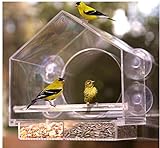 AMSAMOTION Fenster Futterhaus für Vögel, Vogelhaus Fensterscheibe mit Saugnäpfen, Futterspender für Wildvögel Bird Feeder Vogelfutterhaus Acryl mit Saugnäpfe