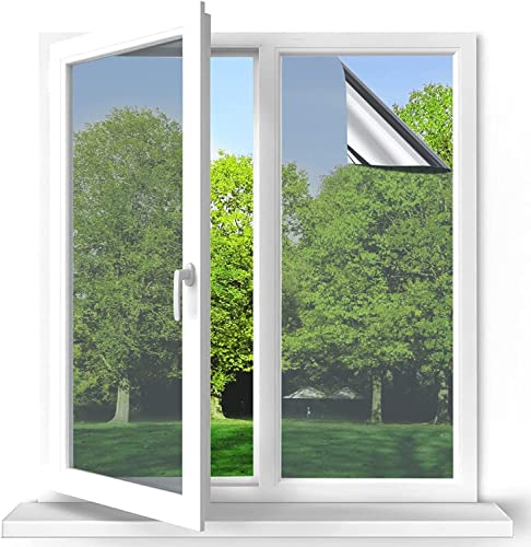 Cycbiki Spiegelfolie Fensterfolie von innen durchsichtig von aussen blickdicht Sichtschutzfolie Fenster Sonnenschutzfolie für Büro und Zuhause