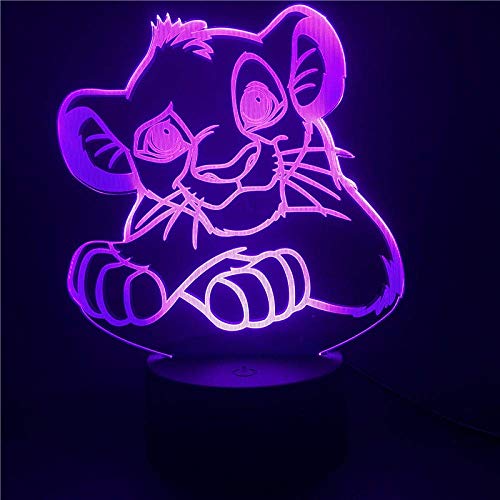 3D-Illusionslampe führte Nachtlicht Der König der Löwen Simba Acryl für Kinder Cartoon Tier für Kinderzimmer Dekor Schreibtischlampe Geschenke für Kinder