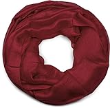 styleBREAKER Loop Schal leicht und seidig in Unifarben, Schlauchschal, Tuch, Unisex 01017063, Farbe:Bordeaux-Rot