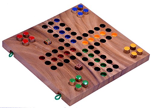 LOGOPLAY Ludo Gr. L - Würfelspiel - Gesellschaftsspiel - Familienspiel aus Holz mit klappbarem Spielbrett
