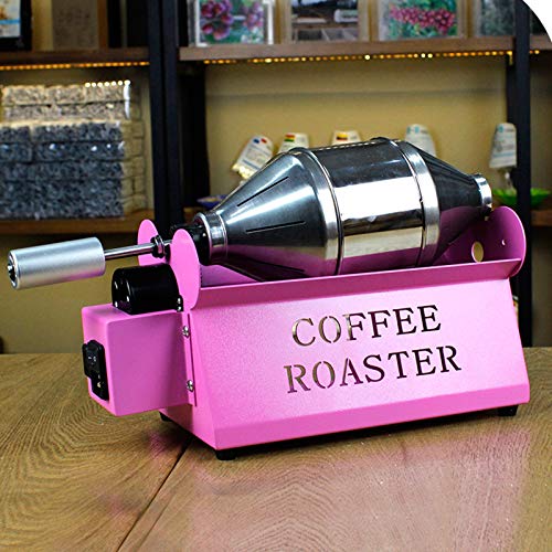 Kaffeeröster Maschine Haushalt Kaffeebohnen Röstmaschine Einstellbare Temperatur Edelstahl Elektrische Trommeltyp Rotation Multifunktions-Mini-Lebensmittelröster,Rosa