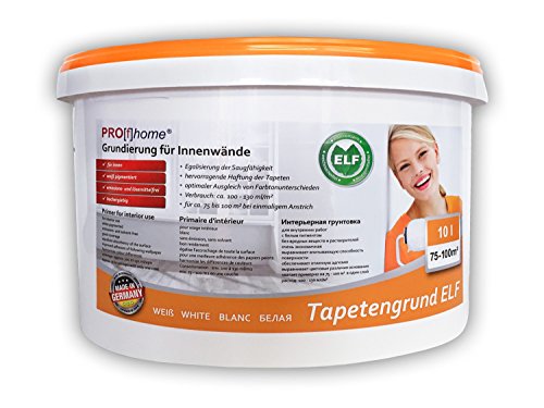 PRO[f]home® - Tapetengrund ELF Grundierung für Innenwände Tapeten Tapeziergrund weiß 10 L für max. 100 qm Profhome