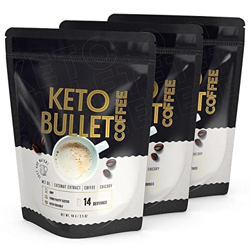 Keto Bullet Instant Kaffee Pulver | Low Carb löslicher Kaffe mit MCT Öl & Bio-Kokosnuss-Extrakt zum schnellen Abnehmen | Natürlicher Weight Loss Coffee perfekt für Paleo & Ketogene Ernährung 3Pack