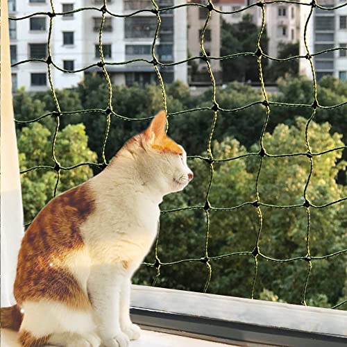 Ancecos Katzennetz für Balkon und Fenster, Katzennetz drahtverstärkt, katzenschutznetz drahtverstärkt, 8x3m/6x3m/4x3m/2x3m/2x1.5m; Bissfest; Olivgrün, 6x3m