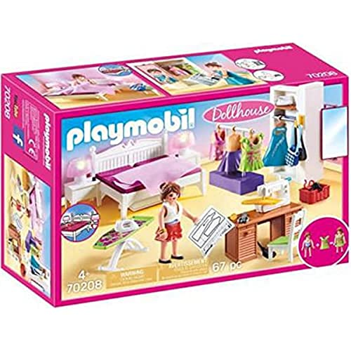 Playmobil 70208 Dollhouse Master Bedroom with Interchangable Dresses, With Lighting Effects, for Children Ages 4+