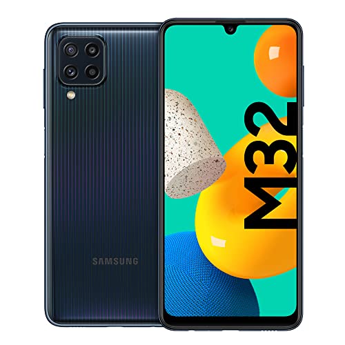 Samsung Galaxy M32 Android Smartphone, 6,4-Zoll -Infinity-U-Display, starker 5.000 mAh Akku, 128 GB/6 GB RAM, Handy in Schwarz, deutsche Version exklusiv bei Amazon
