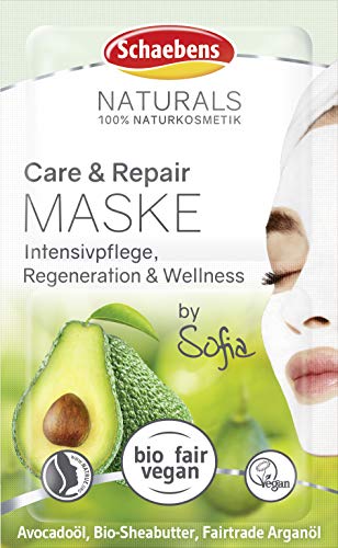 Schaebens NATURALS Care & Repair Maske, (10ml). Intensivpflege, Regeneration & Wellness mit Avocadoöl, Bio-Sheabutter und Fairtrade Arganöl. 100% Naturkosmetik