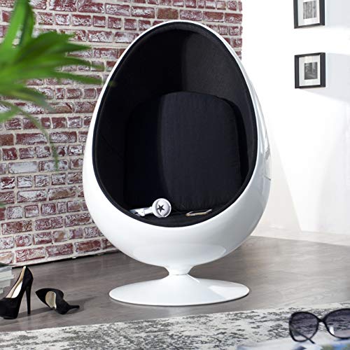 cagü: Design Retro Lounge Sessel Sitzei [EGG BALL] Weiß-Schwarz drehbar Designklassiker Space Age, NEU!