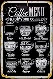LuckyLinde Großes 40 x 30 cm retro, vintage Kaffee Deko Küchen Café Schild (Coffee Menu)