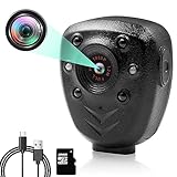 TANGMI Mini Kamera,1080p HD kleine Überwachungskamera mit Nachtsicht 4 IR LED,Integrierte SD Karte von 32 GB,Tragbarer Video Recorder für Polizei Strafverfolgung,Heimat überwachungs