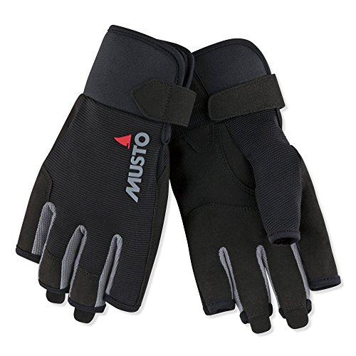 Musto Essential Sailing Kurze Fingerhandschuhe in Schwarz - Erwachsene Unisex - Strapazierfähige und Flexible Handschuhe für Sommerwetter