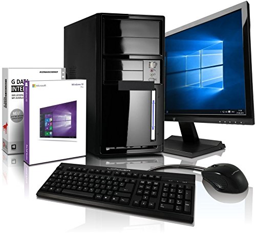 Komplett-PC mit 3 Jahren Garantie! Win10 Prof, Intel Quad Core 4x2.41GHz, 8GB RAM, 500GB HDD, USB3.0, HDMI, VGA, Office, Monitor, Tastatur+Maus #5001