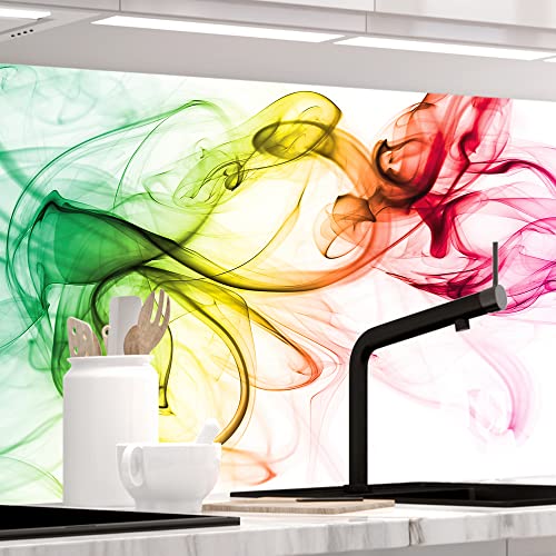 StickerProfis Küchenrückwand selbstklebend Glasoptik - BUNTER Rauch - 1.8mm, Versteift, alle Untergründe, Hart PET Material, Premium 60 x 220cm