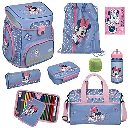 Mädchen Schulranzen-Set 9tlg. Scooli Easy FIT Ranzen 1. Klasse mit Sporttasche Disney Minnie Mouse MITW8255 Schultaschen Komplett-Set