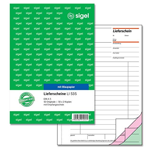 SIGEL LI535 Lieferscheine mit Empfangsschein, A5, 3x50 Blatt