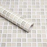 Hode Klebefolie Mosaik 40X300cm Selbstklebend Folie Khaki Fliesenaufkleber für Bad Küchen Fliesen Arbeitsflächen Wasserdichte Vinyl Dekorfolie Tapeten