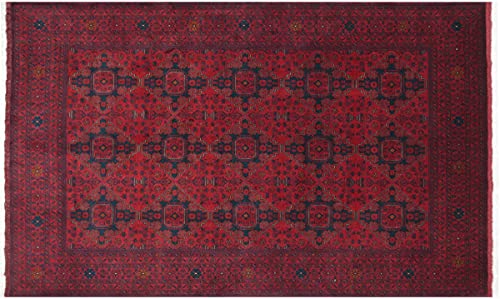 RUG PRINCE Afghan Khal Mohammadi Teppich Handgeknüpft 200x300 Rot Geometrisch