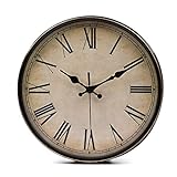 Lawei Wanduhr Vintage Küchenuhr mit Geräuscharmem Uhrwerk Kinderuhr ohne Tickgeräusche mit Römische Ziffern für Büro Zimmer Cafe Restaurant, Ø 28 cm