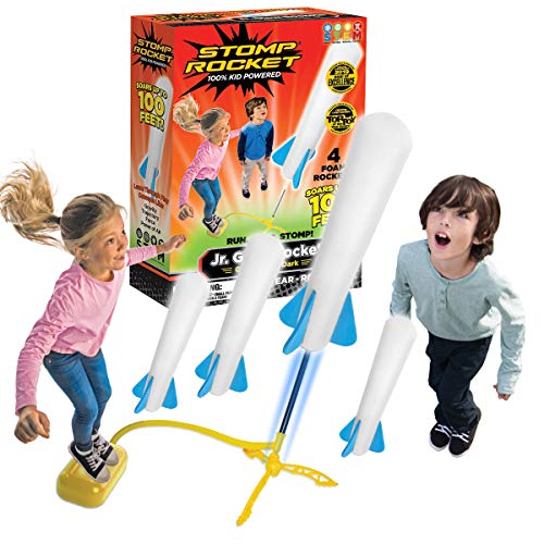 Stomp Rocket Original Jr. Glow Raketenwerfer, 4 Raketen und Spielzeug Startrampe – Leuchtet im Dunkeln, STEM / Mint Geschenk für Jungen und Mädchen ab 3 Jahren – Spielspass für das ganze Jahr