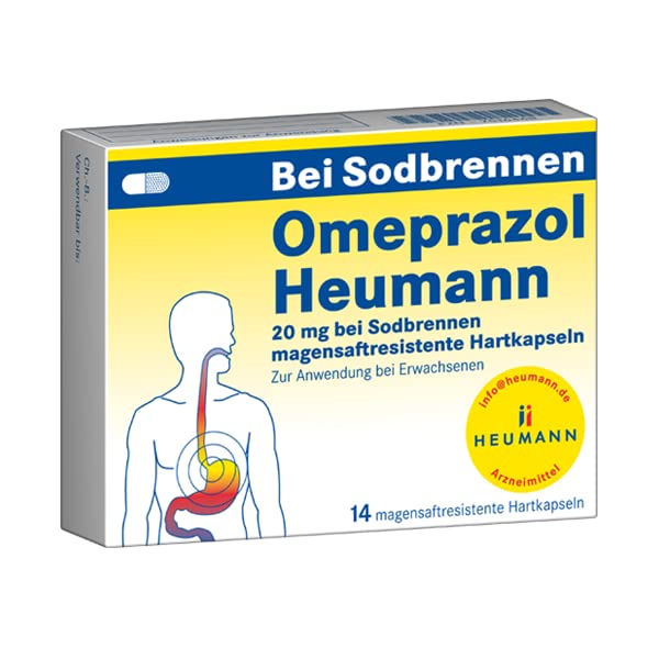 Omeprazol Heumann 20 mg Hartkapseln bei Sodbrennen, 14 St. Kapseln