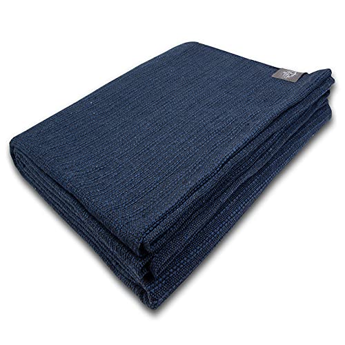 Craft Story Decke Yara I Uni dunkelblau aus 100% Baumwolle I Tagesdecke I Sofa-Decke I Überwurf I Picknickdecke I Nutz- & Schutzdecke I ca.170 x 220cm