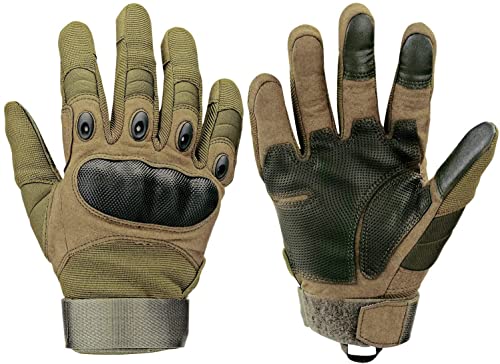 Xnuoyo Gloves Gummi Hart Vollfinger und Halbe Fingerhandschuhe Touchscreen Handschuhe für Motorrad Radfahren Jagd Klettern Camping (L, Armeegrün)