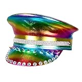 Boland 44760 - Regenbogen-Mütze mit Nieten, Schmucksteinen und Strass, Mehrfarbig, für Erwachsene, Kopfbedeckung, Hut, CSD, Karneval, Mottoparty