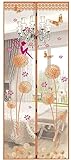 Magnetischer Fliegengitter Tür Insektenschutz Türschutz, Türschutz, Insektennetz, hohe Dichte, automatisches Netz für die Balkontür, Wohnzimmer (90 x 210 cm, Löwenzahn-Koffe)