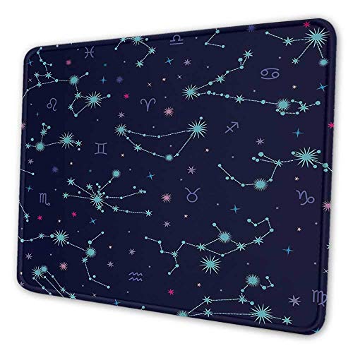 Astrologie Mauspad Muster buntes Sternzeichen Horoskop Zeichen mit Punkten und Schneeflocke wie Bild Langzeit-Büro Mauspad Mintgrün Lila und Pink
