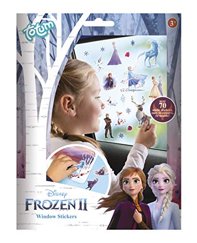 Totum 680739 Frozen II Fenstersticker mit über 70 statischen Aufklebern und einer Landschaftsszene von Anna & Elsa