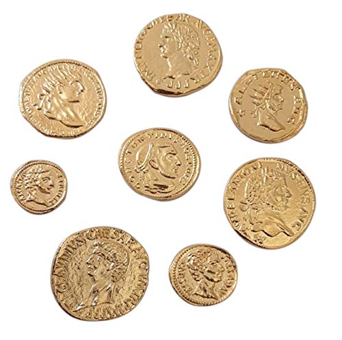 Römische Kaisermünzen - Reproduktion antiken Römische Münzen - Vergoldetes Metall - Set 8 Kaiser Das Alte Rom