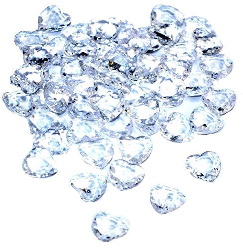 SiDeSo® Dekosteine Herzdiamanten Herzen 100 Stück viele Farben Acryl Tischdeko Streudeko Hochzeit (klar)