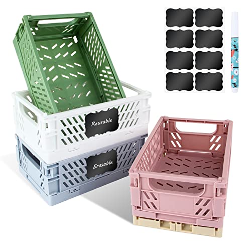 5er Pack Mini Körbe Kunststoff Faltbox Aufbewahrungskiste Zusammenklappbarer Stapelbehälter Organizer für Regal Zuhause Küche Klassenzimmer Schlafzimmer Badezimmer Büro (15 x 10 x 5,8 cm)