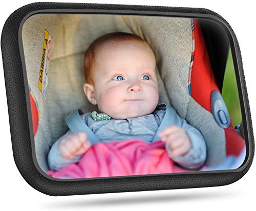 Rücksitzspiegel für Babys, Bruchsicherer Auto-Rückspiegel für Babyschale,360° schwenkbar, Autositz-Spiegel ohne Einzelteile kompatibel mit meisten Auto drehbar doppelriemen.