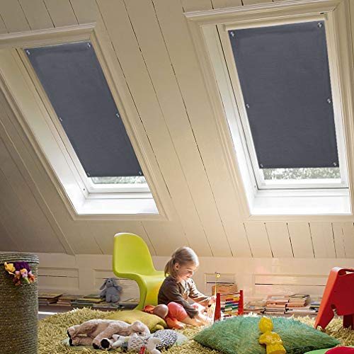 KINLO Dachfensterrollo 60 x 93cm Dunkelgrau Thermo Sonnenschutz Verdunkelungsrollo für Dachfenster UV Schutz mit Saugnäpfe ohne Bohren