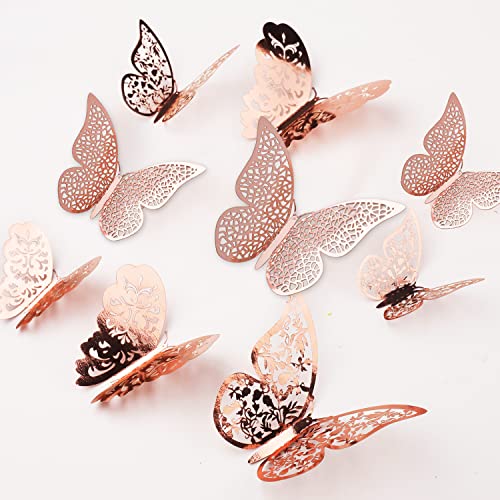 36 Stück 3D Schmetterling Wandaufkleber, 3 Arten Dekoration Schmetterling Deko Wand Wandsticker für Zuhause, Badezimmer, Party Dekoration(8/10/12cm)