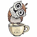 greenluup Wandsticker Wandaufkleber der frühe Vogel braucht viel Kaffee Küche Wanddeko (Kaffee Braun)
