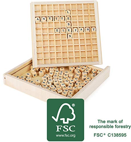 small foot Wörter legen 'Educate', aus FSC® 100%-zertifiziertem Holz, Lernspielzeug für ABC-Anfänger und Schüler, 10952