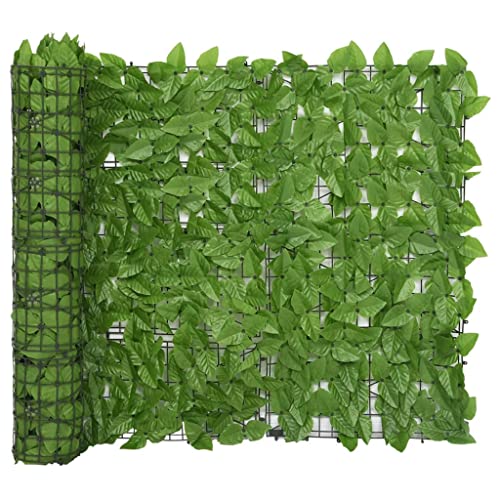 Balkonabtrennung mit grünen Blättern, 400 x 100 cm + Material: Polyethylen, Stoff