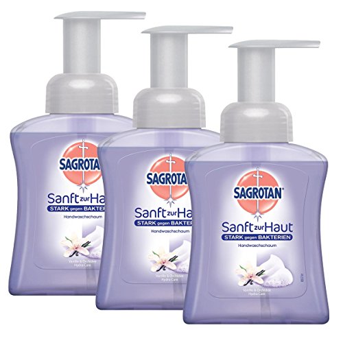 3x Sagrotan Samt-Schaum Handwaschschaum Cremige Vanille & Orchidee 250 ml
