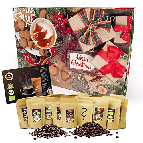 C&T Bio Fairtrade Kaffee-Adventskalender 2022 Ganze Bohnen | 24x Bio & Fair-Trade Kaffees | Biologisch & fair gehandelte Raritäten-Kaffees + Überraschung im Kalender | Weihnachts-Kalender