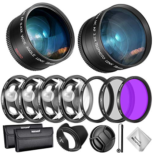 Neewer 58MM Objektiv und Filter Kit für Canon EOS EF-S 18-55mm Objektiv: 0,43X Weitwinkel Teleobjektiv UV CPL FLD Filter und Makrofilter Set Gegenlichtblende usw