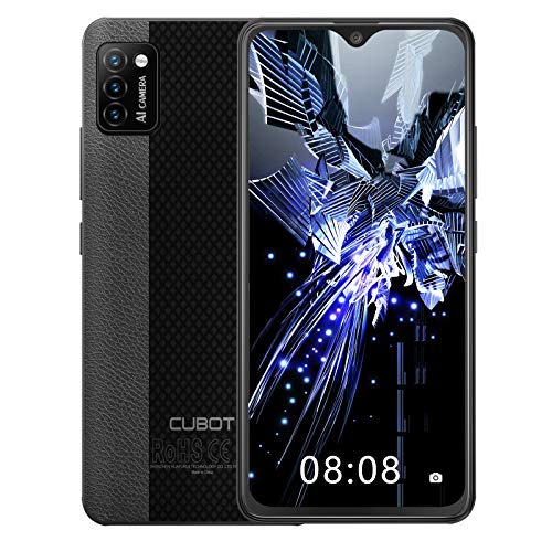 CUBOT Note 7 Smartphone ohne Vertrag, 4G Handy, 5.5 Zoll HD Display, Android 10, 3100mAh Akku, 3 Kameras, 2GB/16GB, 128GB erweitbar, Dual SIM, Face ID, Schwarz