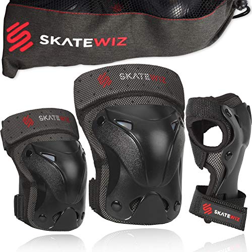 SKATEWIZ Protect-1 Protektoren Kinder 3 Jahre - Größe XS in SCHWARZ - Longboard Rollerskate Hoverboard Inlineskates