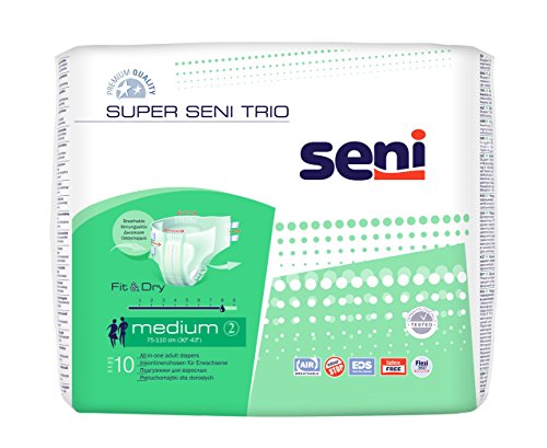 Super Seni TRIO Inkontinenz Windel für Erwachsene bei sehr schwerer Inkontinenz Alle Größe (6X10 ST. M Taillenumfang 75 - 110 cm)