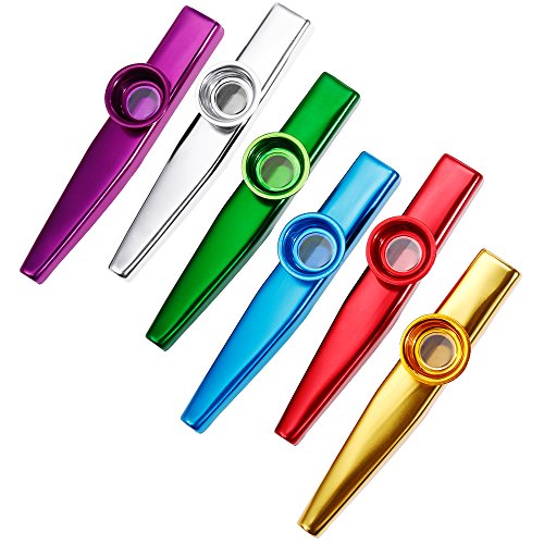 Anpro 6 Stück Kazoo Kazoo Set aus Metall 6 Kazoo Membran Metallkazoo Musik in 6 Farben, EINWEG